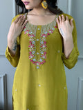 Embroidered Viscose Chanderi Silk Kurta Set with Jacquard Butti Dupatta