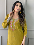 Embroidered Viscose Chanderi Silk Kurta Set with Jacquard Butti Dupatta