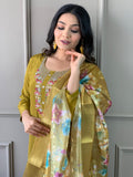 Embroidered Viscose Chanderi Silk Kurta Set with Jacquard Butti Dupatta