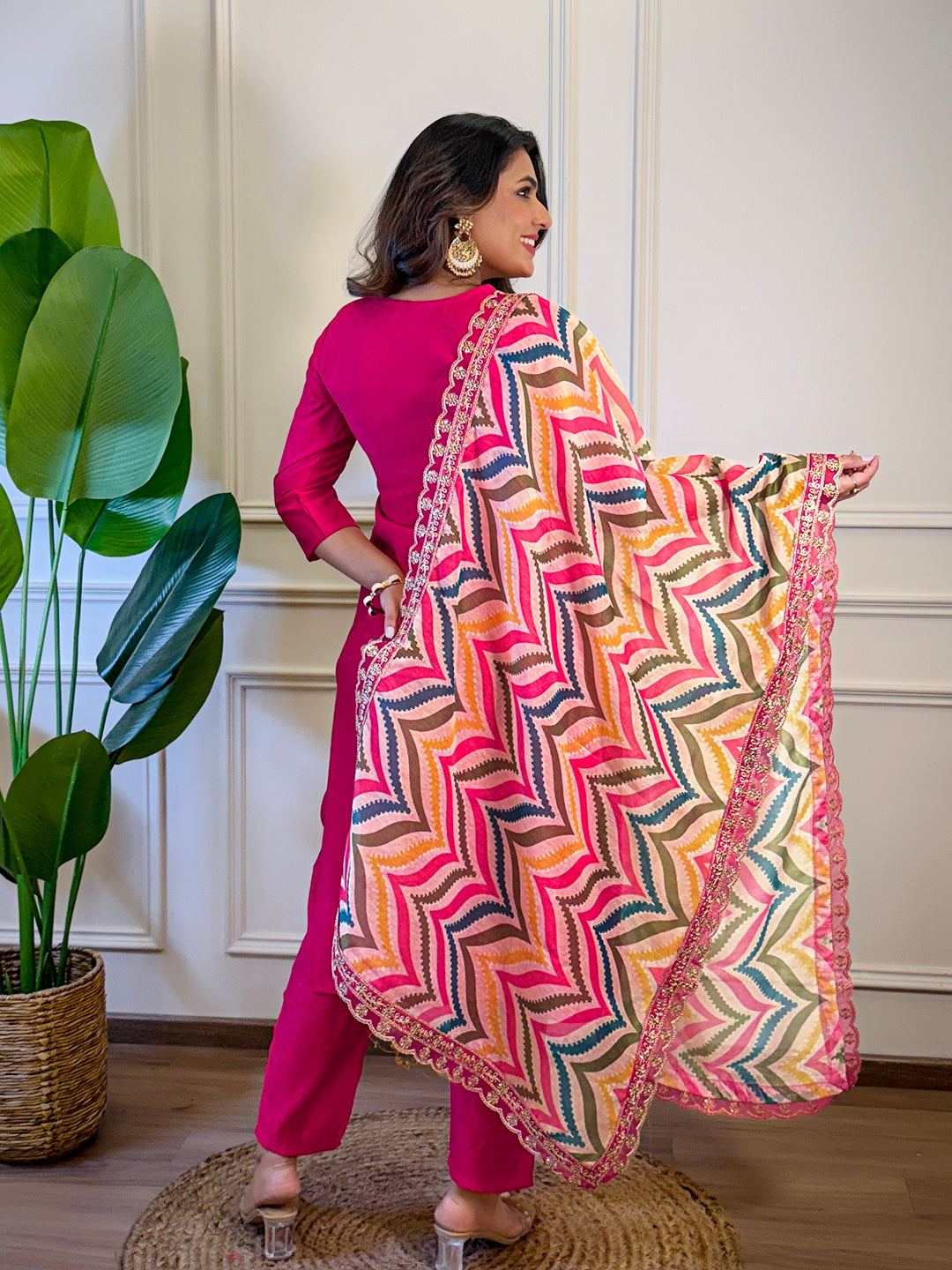 Women's Rani Viscose Embroidered Straight Kurta Set