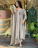 Chinon Viscose Embroidered Kurta Set with Pant & Bhagalpuri Dupatta