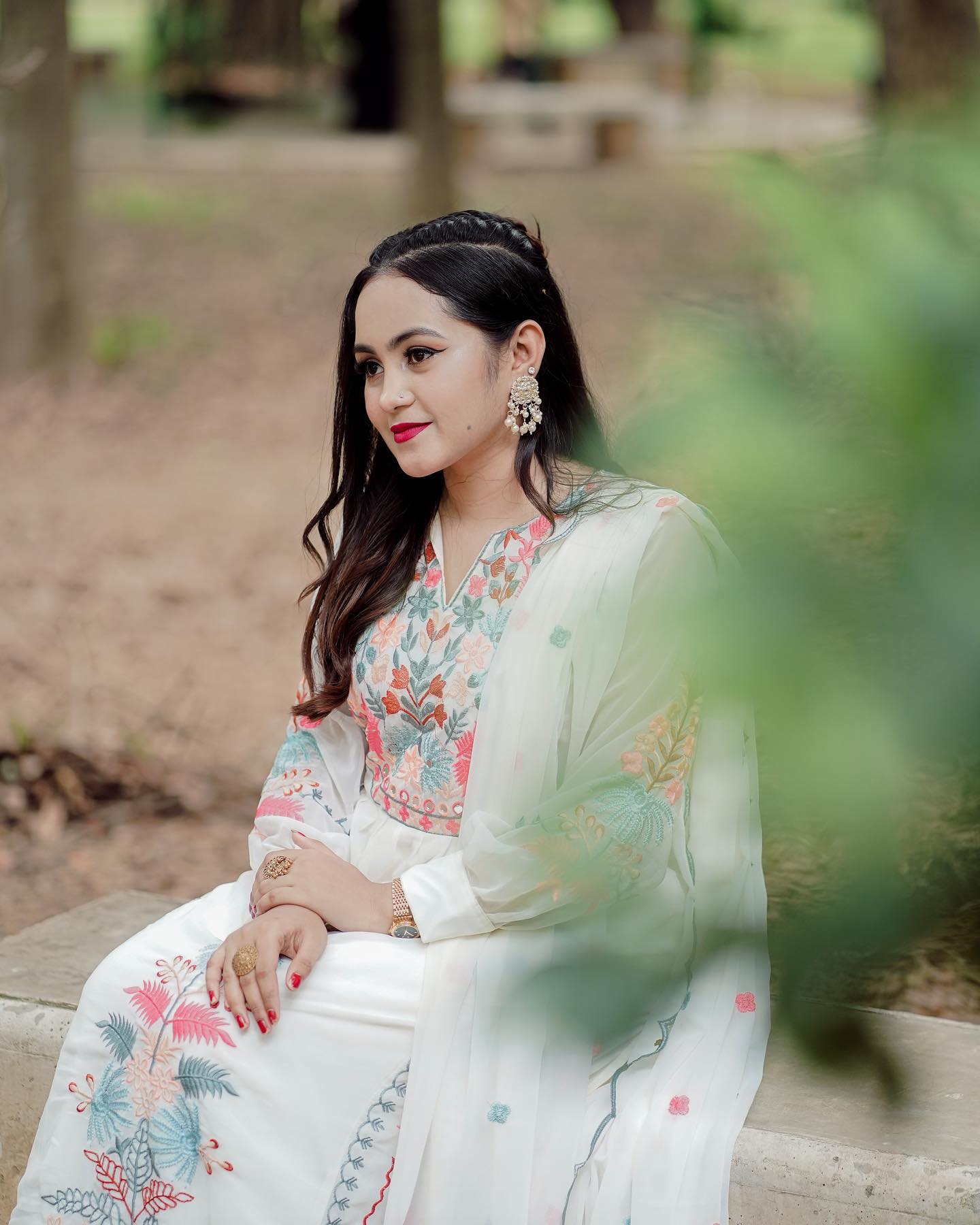 Georgette Embroidered Straight Kurta with Palazzo & Dupatta Set