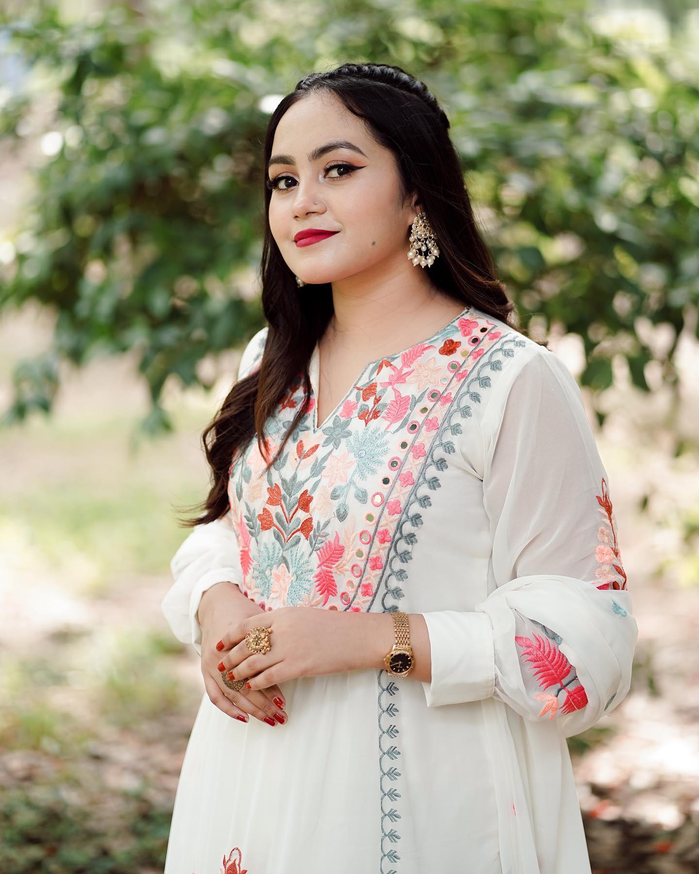 Georgette Embroidered Straight Kurta with Palazzo & Dupatta Set