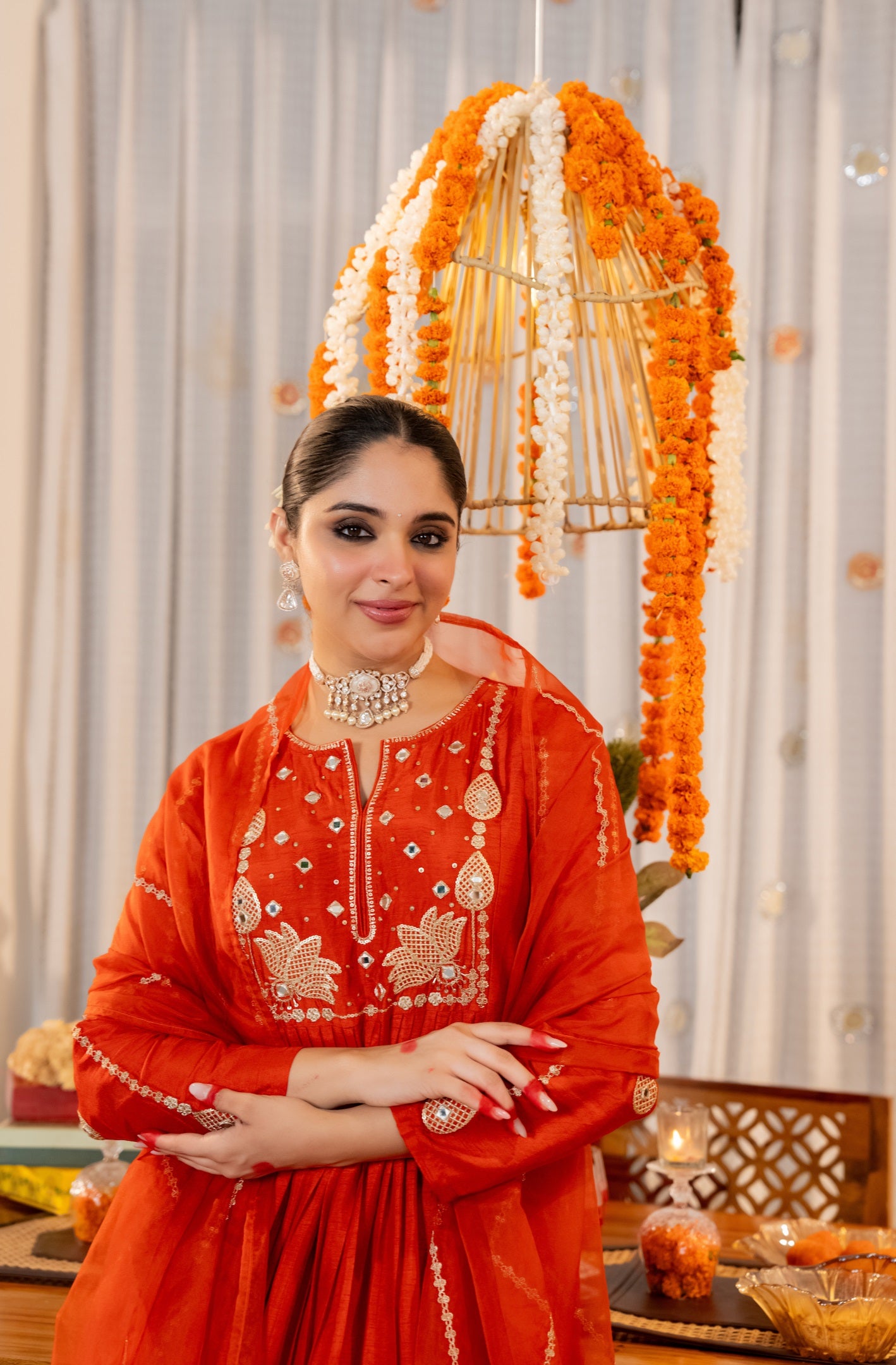 Red Embroidered Chanderi Silk Anarkali Set with Embroidered Chanderi Dupatta