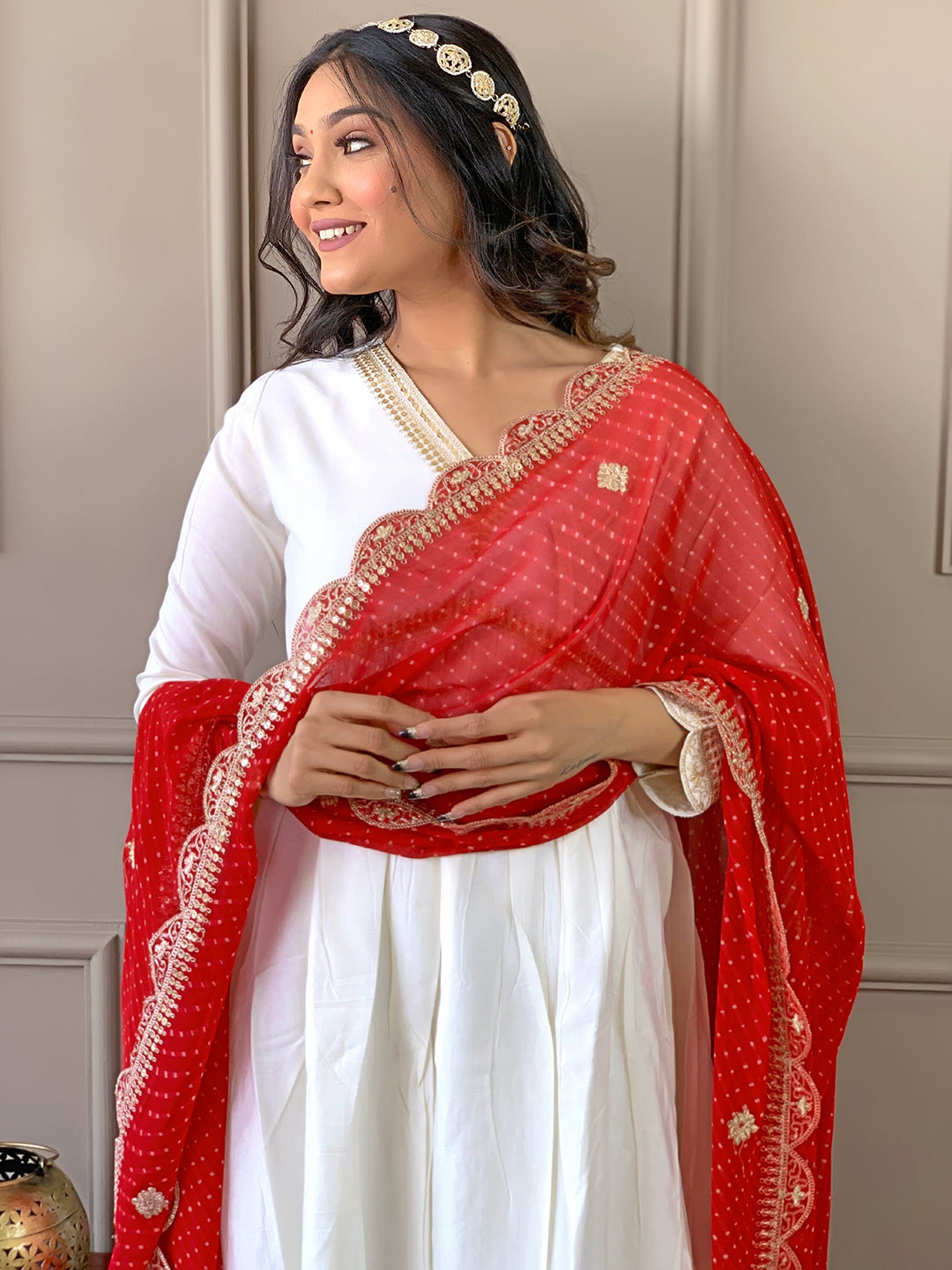 Women’s Chanderi Embroidered Flared Kurta Set