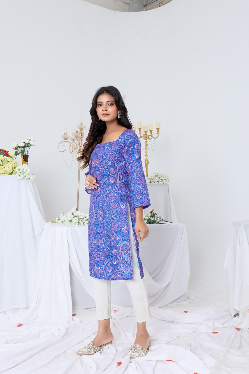 Women Printed Rayon Kurti – Stylish Casual & Office Wear Kurti