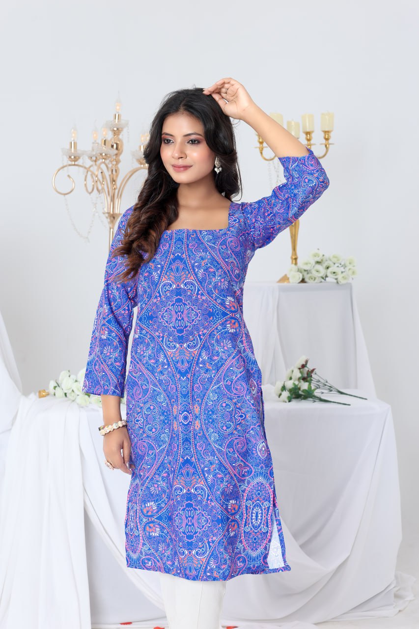 Women Printed Rayon Kurti – Stylish Casual & Office Wear Kurti