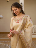 Viscose Assam Silk Embroidered Kurta Set with Printed Dupatta | Elegant Festive Wear