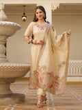 Viscose Assam Silk Embroidered Kurta Set with Printed Dupatta | Elegant Festive Wear