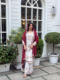 Sequence Embroidery Top with Palazzo & Dupatta