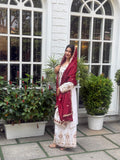 Sequence Embroidery Top with Palazzo & Dupatta