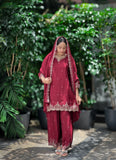 Sequence Embroidery Top with Palazzo & Dupatta Set