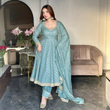 Gown, Pant & Dupatta Set