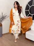 Premium Cotton Silk Embroidered Kurti Pant with Chanderi Dupatta (Set of 3)