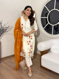 Premium Cotton Silk Embroidered Kurti Pant with Chanderi Dupatta (Set of 3)