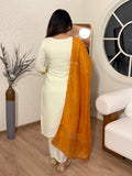 Premium Cotton Silk Embroidered Kurti Pant with Chanderi Dupatta (Set of 3)