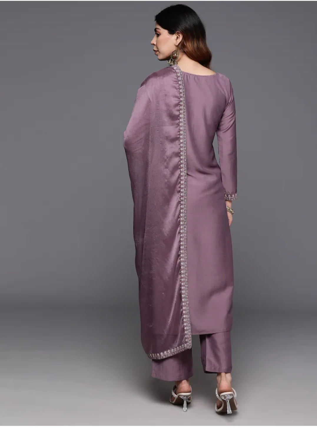 A-Line Viscose Chanderi Kurta Set with Chinon Dupatta