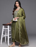 A-Line Viscose Chanderi Kurta Set with Chinon Dupatta