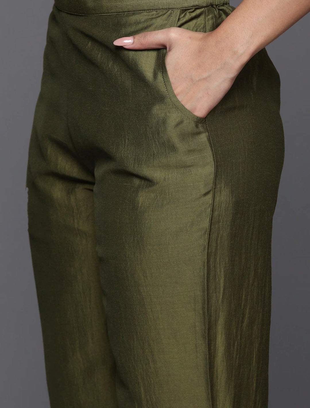 A-Line Viscose Chanderi Kurta Set with Chinon Dupatta