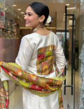 Jacquard Butti Embroidered Kurta Set with Viscose Pant & Crepe Dupatta