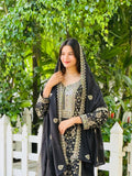 Embroidery on Star Fox Georgette Top with Palazzo & Dupatta
