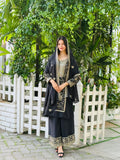 Embroidery on Star Fox Georgette Top with Palazzo & Dupatta
