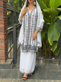 Embroidery Top with Heavy Georgette Palazzo & Dupatta