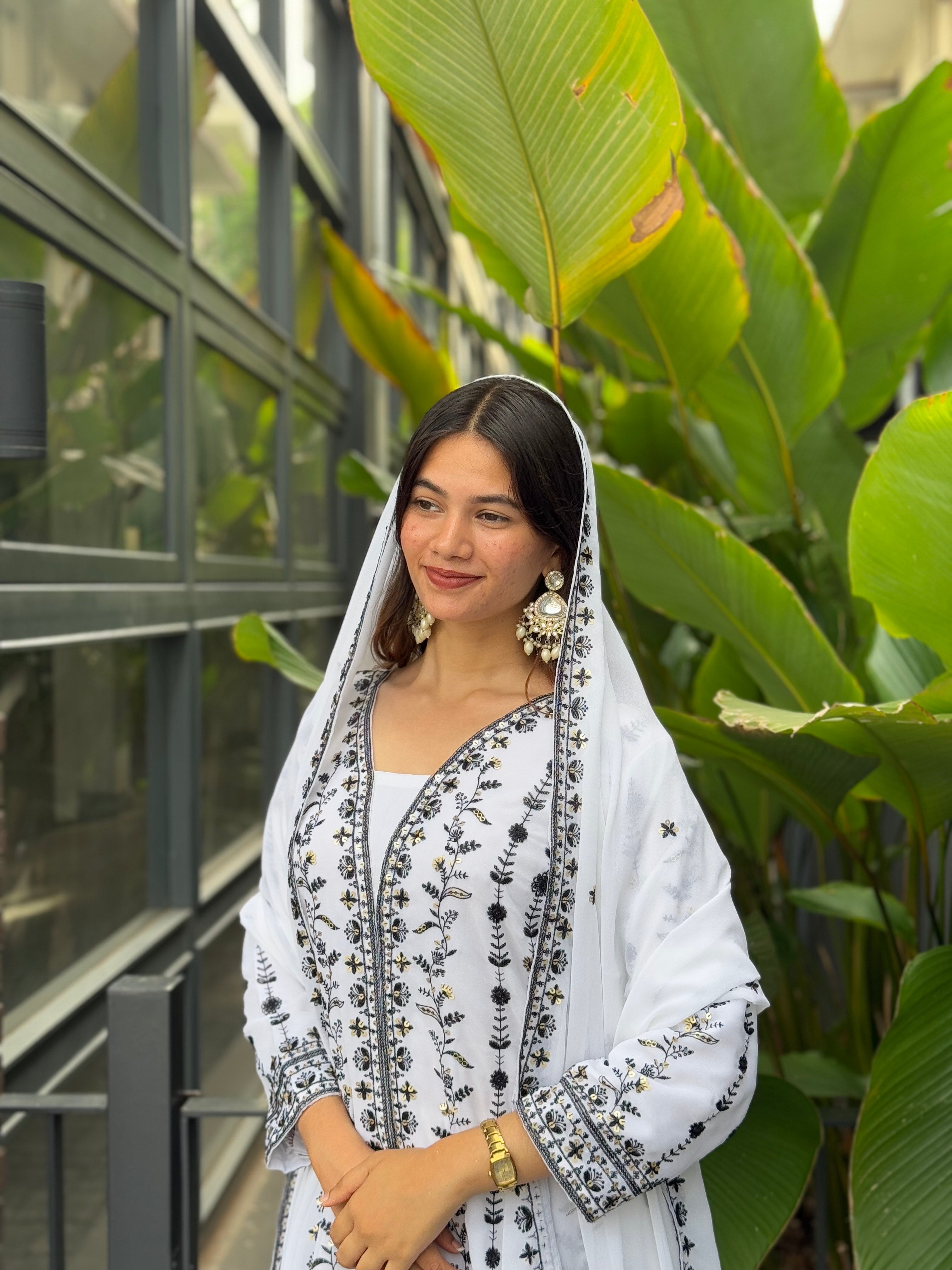 Embroidery Top with Heavy Georgette Palazzo & Dupatta