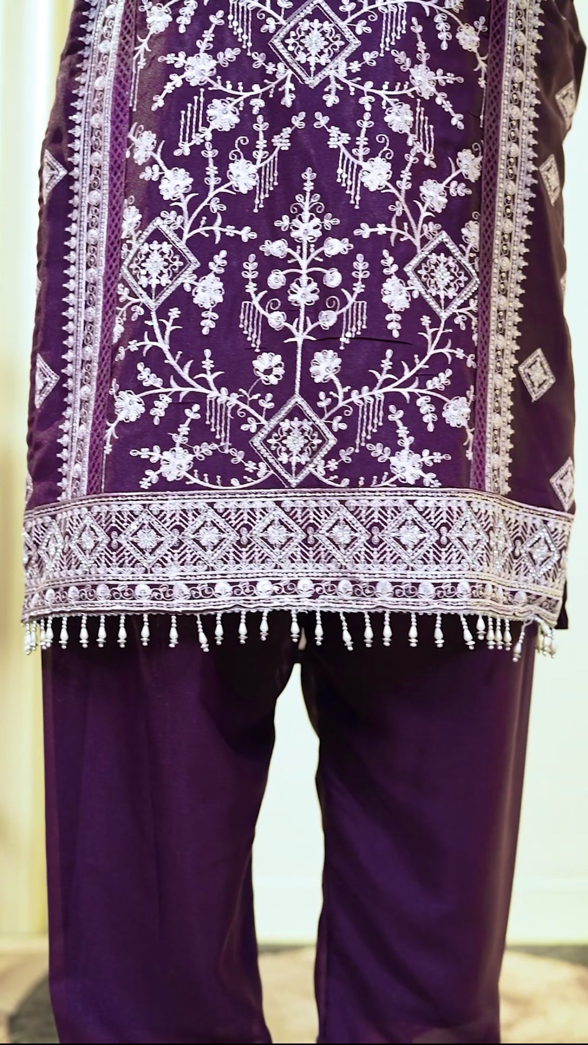 Sequence Embroidery Top with Farsi Palazzo & Dupatta