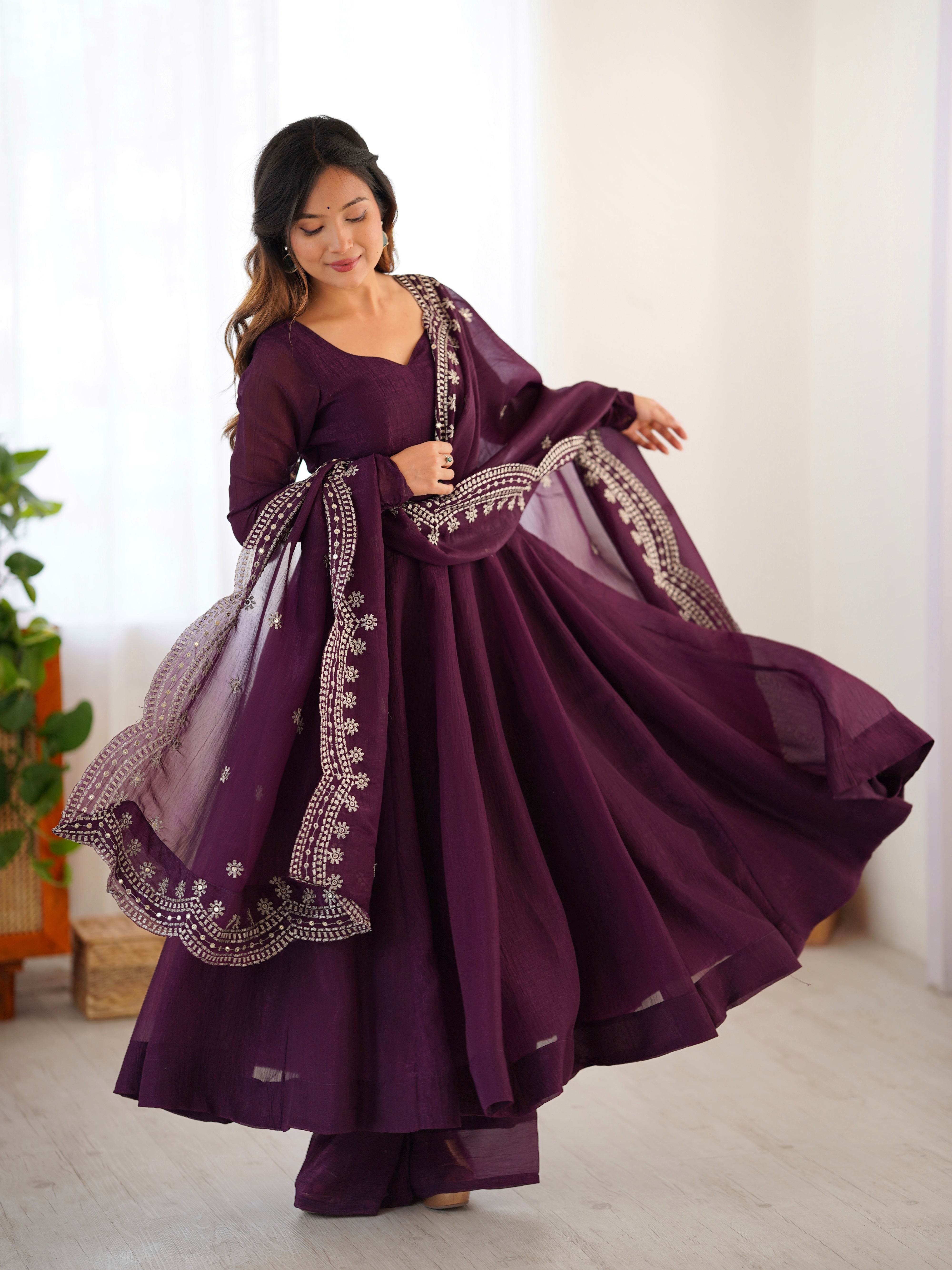 Heavy Designer Party Wear Look Heavy Embroidery Work Gown