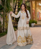 Function Wear Heavy Work Purple Color Sharara Suit