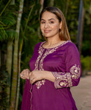Function Wear Heavy Work Purple Color Sharara Suit
