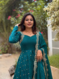 Heavy Designer Party Wear Gown, Bottom & Dupatta Set