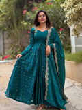 Heavy Designer Party Wear Gown, Bottom & Dupatta Set