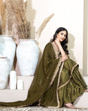 French Crep Silk Top-Bottom And Dupatta Set Fully Stitched Ready To Wear