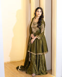 French Crep Silk Top-Bottom And Dupatta Set Fully Stitched Ready To Wear