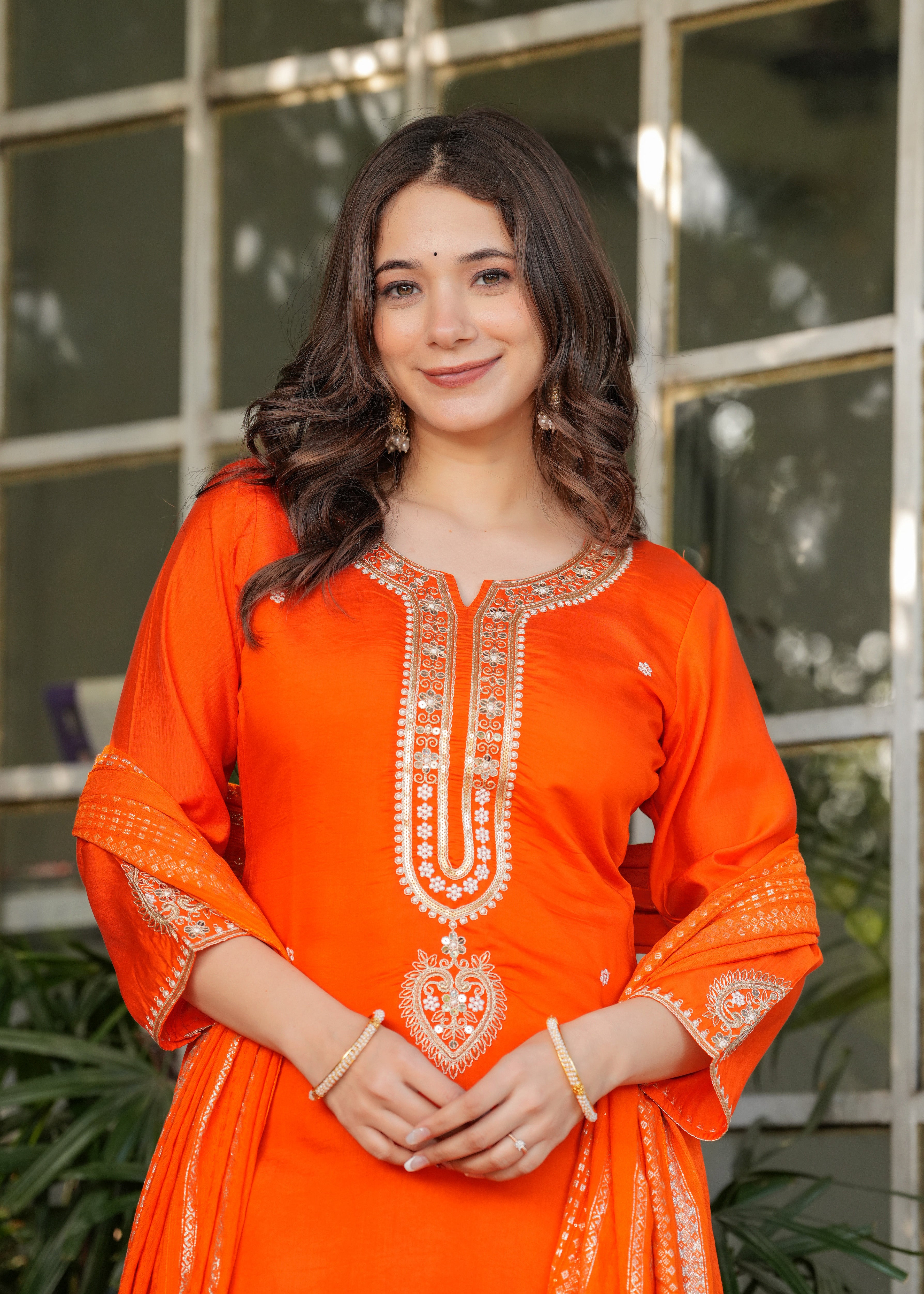 Women Viscose Chanderi Embroidered Kurta Set with Jacquard Dupatta – Festive Ethnic Wear