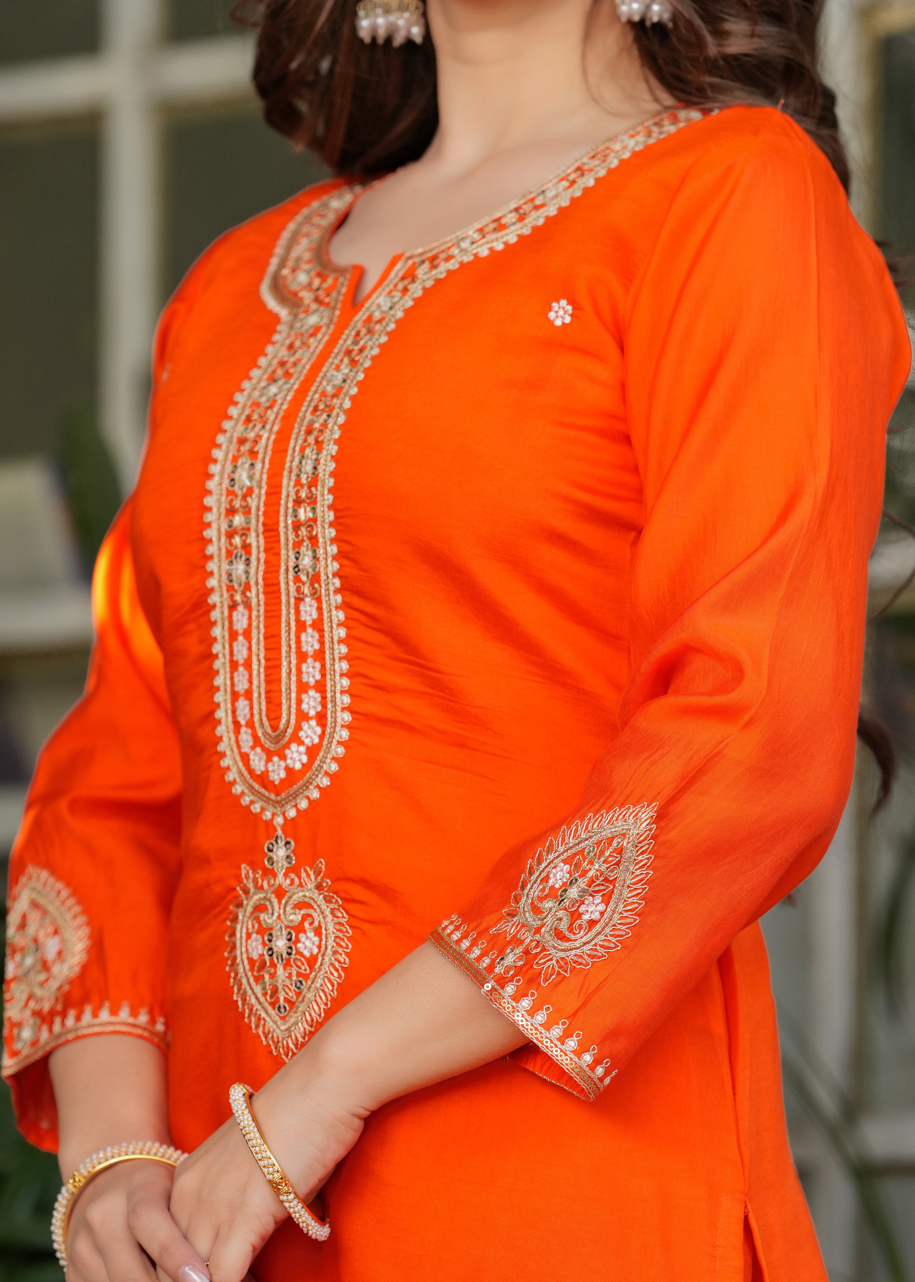 Women Viscose Chanderi Embroidered Kurta Set with Jacquard Dupatta – Festive Ethnic Wear