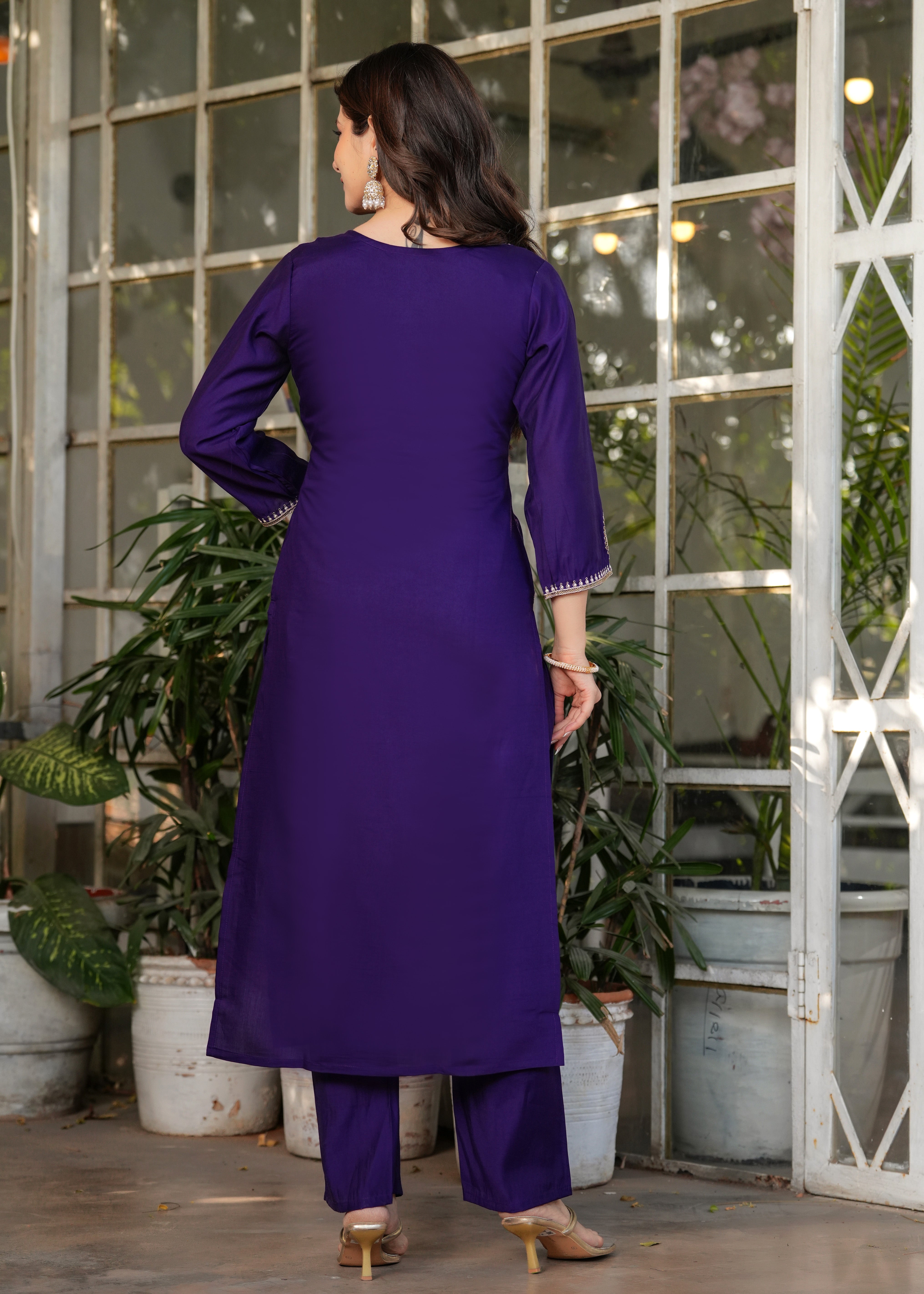 Women Viscose Chanderi Embroidered Kurta Set with Jacquard Dupatta – Festive Ethnic Wear