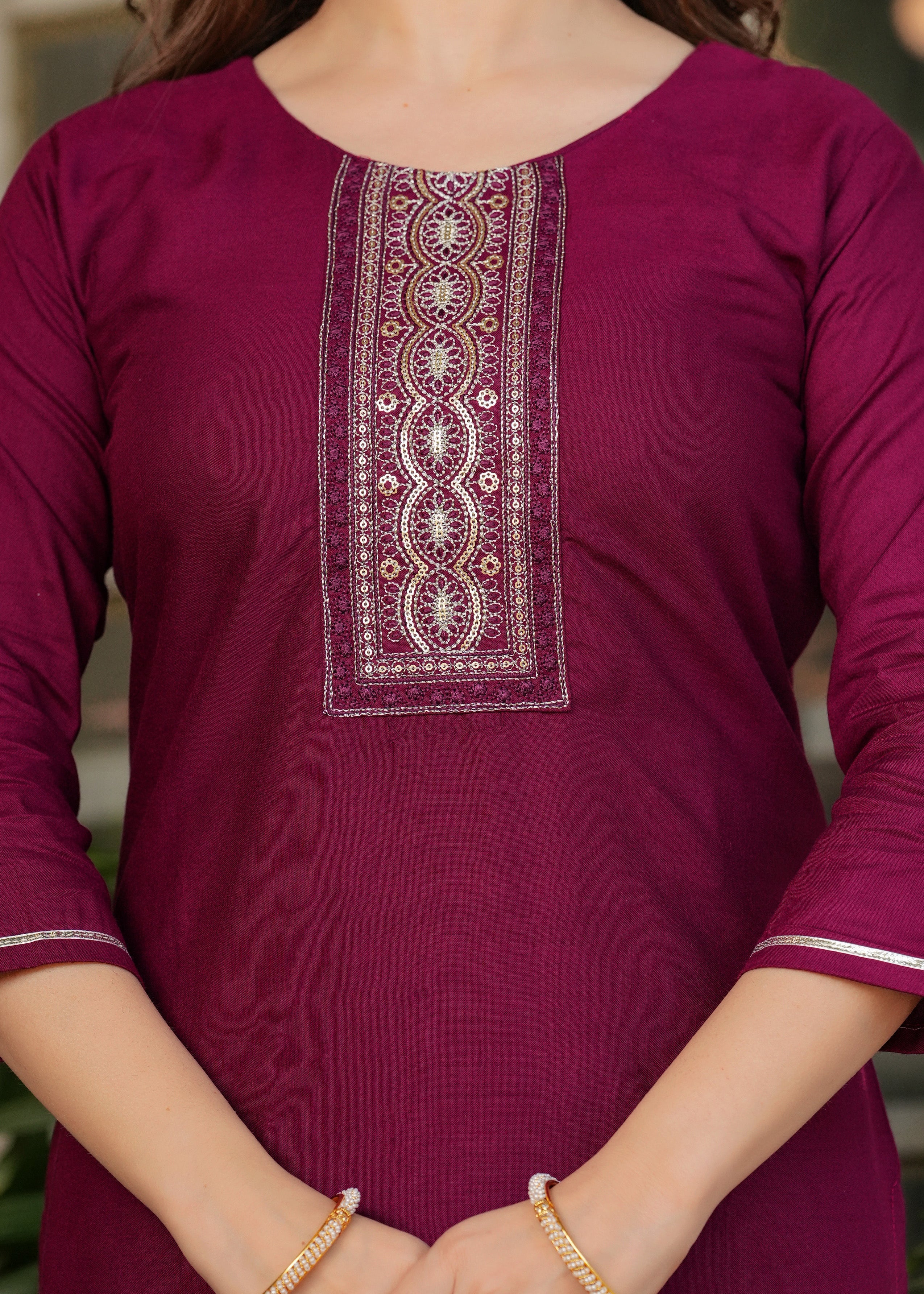Rayon Embroidered Kurta Set with Muslin Printed Dupatta – Elegant Ethnic Wear