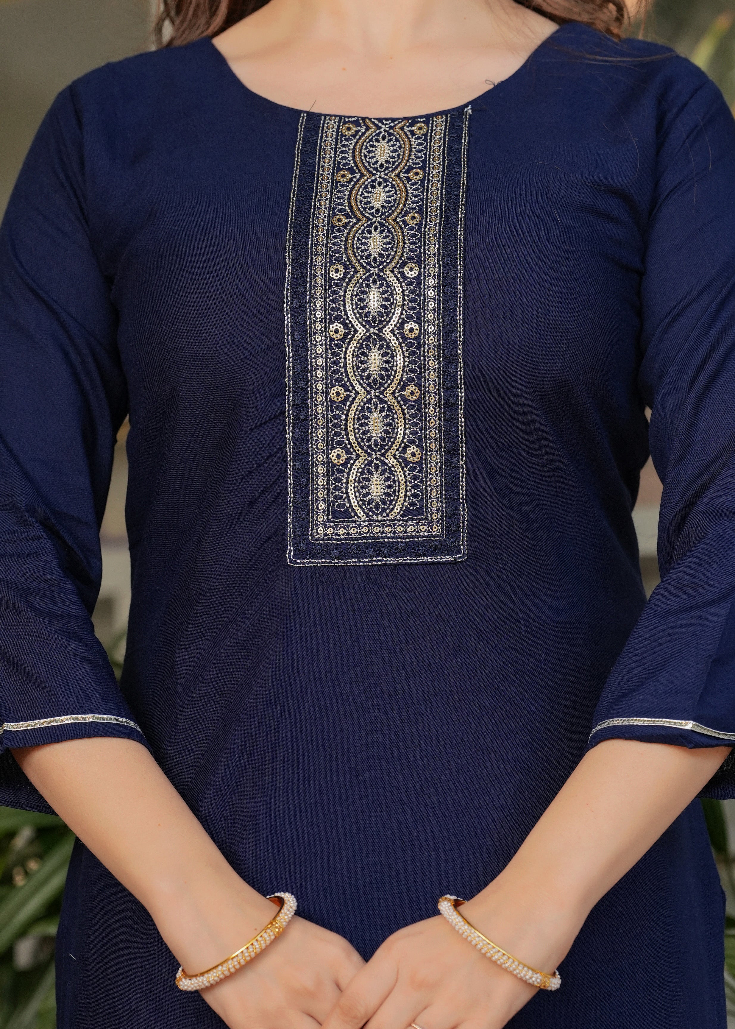 Rayon Embroidered Kurta Set with Muslin Printed Dupatta – Elegant Ethnic Wear