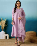 Silk Blend Anarkali Gown with Pant & Dupatta (3 Piece)