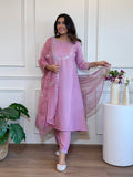 Silk Blend Anarkali Gown with Pant & Dupatta