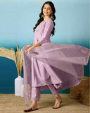 Silk Blend Anarkali Gown with Pant & Dupatta (3 Piece)