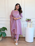 Silk Blend Anarkali Gown with Pant & Dupatta