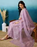 Silk Blend Anarkali Gown with Pant & Dupatta (3 Piece)