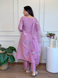 Silk Blend Anarkali Gown with Pant & Dupatta