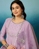 Silk Blend Anarkali Gown with Pant & Dupatta (3 Piece)