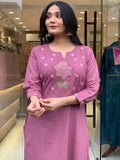 Cotton Embroidered Kurta Pant with Chanderi Dupatta Set