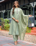 Heavy Muslin Silk Anarkali with Pant & Chanderi Cotton Dupatta